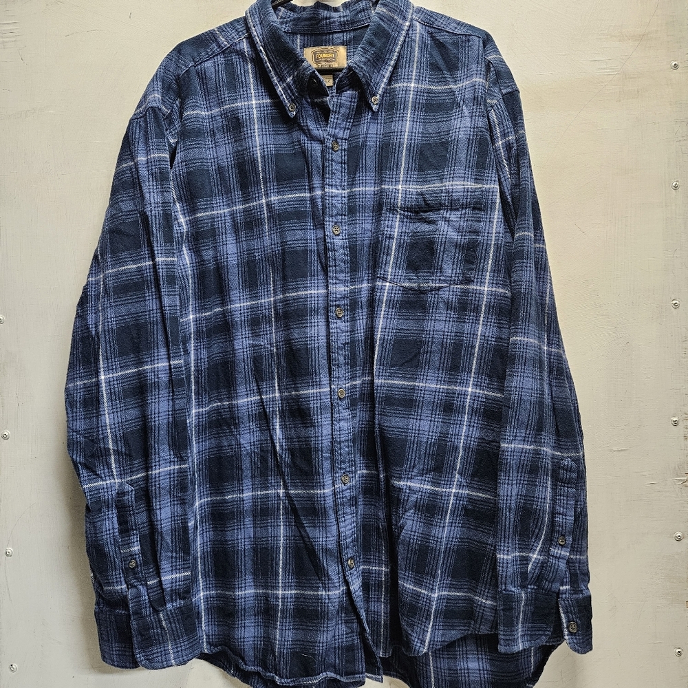 FOUNDRY 2XL Blue Plaid Flannel L/S Button Up Shirt Mens Unisex